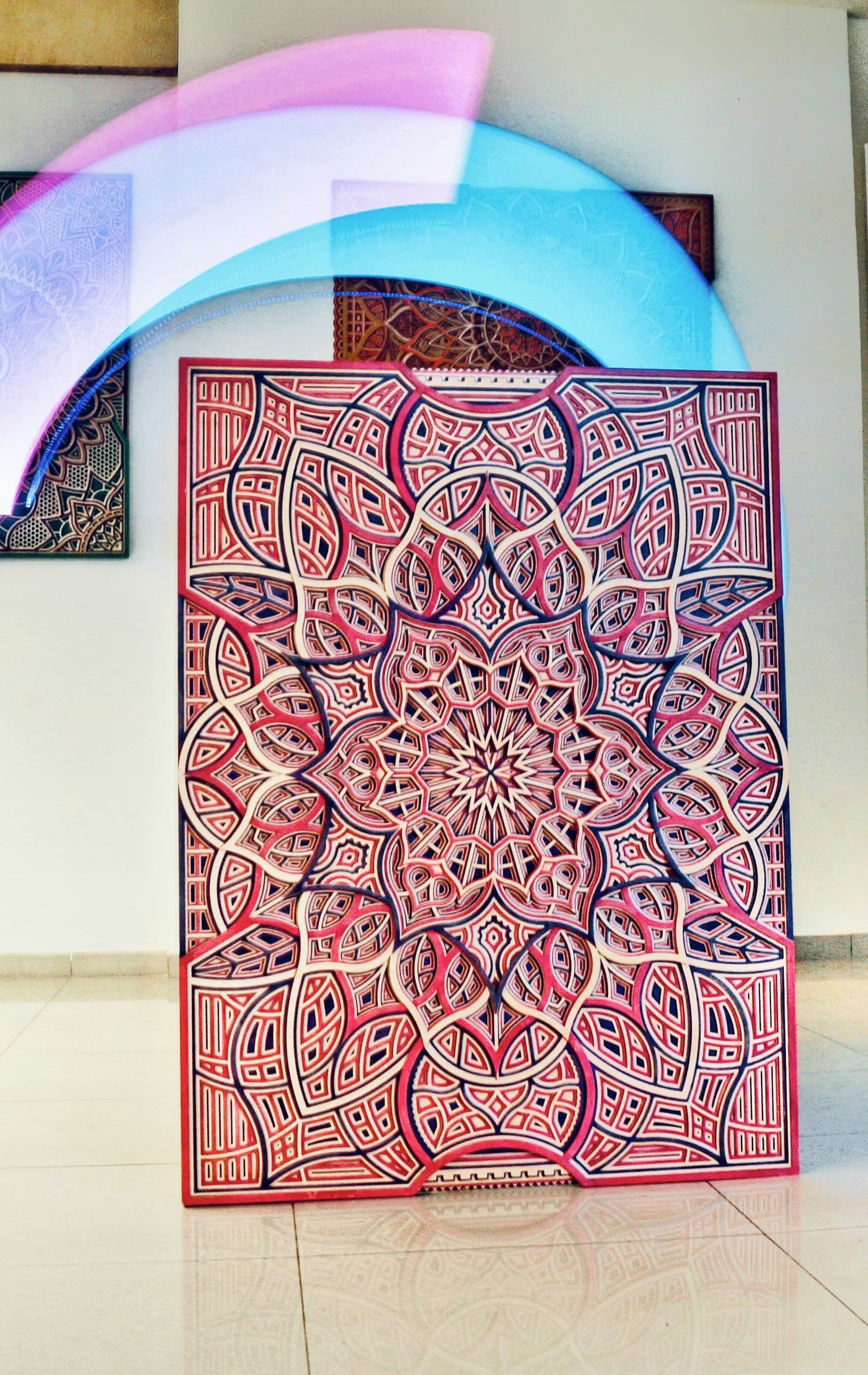 Cultural art gallery with traditional and modern artwork